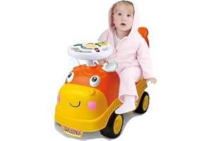 Sobebear Kids Ride-On Car, Self-Balancing 4 Wheeled Push-on Car with Strong Wheels & Storage Box, Horn, Wide Anti-Slip Deck, Safe Riding Vehicle Toys for Girls & Boys Age 1+ Years (Orange Car)
