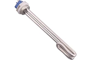 DERNORD Elemento riscaldante da 2,5 cm, corto, pieghevole, elettrico, per caldaia ad acqua con filettatura BSP e flangia in acciaio inossidabile (220 V 1000 W)