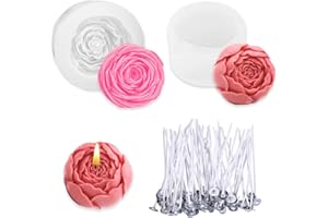 EIH1 2 Pcs Moule Bougie Silicone 3D Comprend 50 mèches de bougie - Moule à Bougies de Qualité Alimentaire - Pour Cire de Soja Cire d'Abeille Aromathérapie Chocolat DIY Superbe Cadeau Fait à la Main