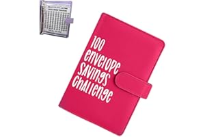 HSEECR 100 Envelopes Saving Challenge Binder - Money Saving Wallet with Cash Envelopes, Fun Budget Challenges for Money, Easy Budget Binder Organizer for Couples,Offices, Home, School (Rose Red)