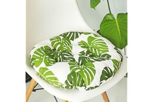 TREER-SHOP Treer Cojines de Asiento Redondos Acolchados para Sillas de Asiento para Interiores y Exteriores, Jardín, Patio, Cocina y Oficina (Hoja de Tortuga,45x45cm)