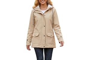 CHIGUOMAOYI Mujeres Chaquetas impermeables al aire libre Softshell Chaqueta con capucha Windbreak Impermeable para el otoño invierno