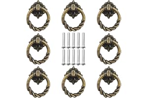 La Llareta Lot de 8 boutons de meuble vintage en métal avec 10 vis - Pour meubles, armoire, commode, porte, armoire - Bronze