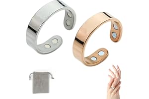 ONPERPOE 2 Stück Sömni Ring Damen Gegen Migräne Verstellbare Magnetfeldtherapie-Ringe Set, Magnet Ring Damen Migräne Ring Wechseljahre-Unterstützung mit Samtbeutel Magnetischer Akupressurring