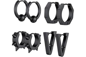 GoldChic Jewelry Huggie Earrings For Men, 316L Stainless Steel Unisex Stylish Spike Earring Studs, Small Hoop Punk Ear Jewellery For Hip Hop Rapper