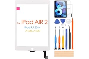 ARSSLY Pour iPad Air 2 A1566 A1567 écran tactile, écran tactile pour iPad Air2 9,7 pouces écran tactile en verre avec kit de réparation, pas d'affichage LCD (Blanc)