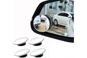 UBRAVE Blind Spot Mirrors, Round Frameless 360° Rotate Sway Adjustable and Waterproof, HD Glass Convex Mirror Maximize RearView, Universal for Car SUV Trucks Traffic Safety - 4 Pack