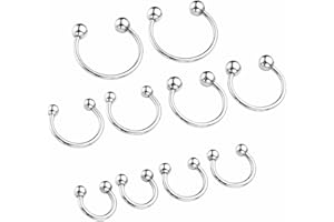 JSDDE Lot de 10 piercings en fer à cheval en acier inoxydable avec boules de 1,2 mm