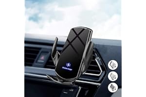 Kabelloses Auto Ladegerät,PDKUAI Automatische Sense Klemmung 15W Kabellose Kfz-Ladegeräte magnetisches Laden Handyhalterung für iPhone 16/15/14/13/12, Galaxy S24/S23/S22/Note/Pixel/LG (Schwarz)