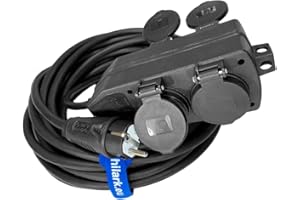 HILARK CABLE TECH Hilark Electric Cable H07RN-F Cable alargador 3g2,5 mm (3x2,5 mm) con Bloque de Enchufe Schuko Profesional (25 Metros, Bloque de Enchufe Schuko Negro)