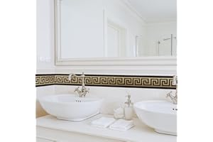 FUNLIFE Autocollants de bordure de papier peint, Frise Murale géométrie Adhesive Sticker, plinthe pour la décoration de bricolage à la maison, 10x200cm, or