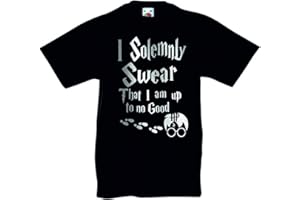 PRINT MY TEE I Solemnly Swear That i Am Up to No Good T-Shirt - Harry Potter Inspired Wizard Magic Birthday Gift for Boys or Girls T Shirt 2-3 Years to 12-13 Years