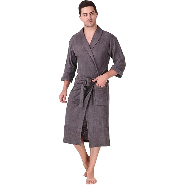 Mens Slippers Local Warehoe- U2SKIIN Mens Fleece Robe Plh Collar - Main Image