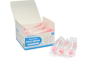 ARGOMAX 50 tamponi di spugna per l'igiene orale, tamponi per la pulizia orale confezionati singolarmente, bastoncini di carta + spugna rosa
