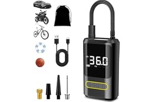 Ryzwoc Elektrische Luftpumpe mit 6000mAh Akku, 150PSI Luftpumpe Elektrisch Fahrradluftpumpe Kompressor mit LCD-Bildschirm Reifenpumpe für Auto,Motorrad,Fahrrad,Bälle