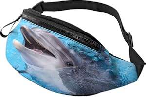 HOKDNY Bauchtasche mit verstellbarem Riemen Gürteltasche Delfin für Sport Running Camping Fahrrad Reisen Joggen Laufen 35 x 14 cm