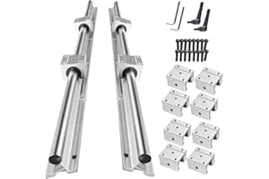 CNCMANS Linearführung SBR20-4500mm Linearschiene, Schienensatz enthält 6 Stück 1500mm Linearführung mit 12 Stück SBR20UU Lagerblöcken und 6 Stück Dübel für CNC-Maschinen 3D Drucker (Gespleißt)