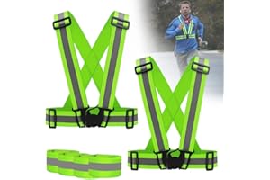 OFZVEO Chaleco de Seguridad Reflectante,2Pcs Chaleco de Seguridad Reflectante Moto,Alta Visibilidad Tirantes Reflectantes de Seguridad Elástica Ajustable para Correr, Trotar, Practicar Senderismo,Ciclismo