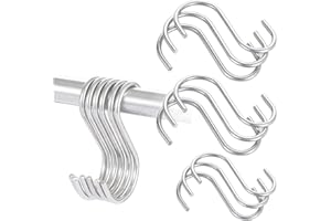 WEERSTONE 20 Stück S Haken Edelstahl S-förmige Haken Schwerlast Metall haken für für Badezimmer, Schlafzimmer, Büro, Küche, Geschäft