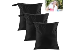 GENHH 3 Stück Wetbag 40cm x 50cm, Wiederverwendbare Beutel wasserdichte Wet Bag mit Reißverschluss Schmutzige Kleidung Tasche Organiser für Badeanzüge Strandtuch Sportkleidung（Schwarz）