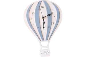 Colcolo Cartoon-Heißluftballon-Uhr, Kein, Kunsthandwerk im Nordischen Stil, Wanduhr für Schlafzimmer, Heißluftballonuhr für Kinderzimmer, Café, Heimdekoration, GRAU