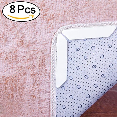 Rug Grippers ONBET 8pcs Anti Curling and Non Slip Rug Gripper, Carpet Gripper. Flatten Carpet Corners, Stop Slipping - Ideal Alternative to Rug Pad, Carpet Tape and Rug Tape for Hard Floors