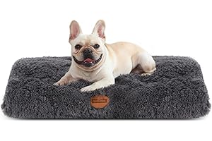 Nobleza Dog Bed Medium, Ultra Fluffy Thick Dog Beds Medium Washable, Soft Calming Anti Anxiety Dog Bed Mattress, Deluxe Plush Dog Mat with Anti-Slip Bottom, Dark Grey, 80x50x10cm