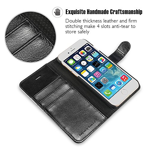 OCASE iPhone 6 Case iPhone 6S Case [Screen Protector Included] Wallet Leather Case For Apple iPhone 6/6S Devices - Black
