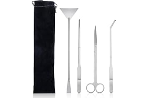 ASIRYVA Aquarium long Tweezers Scissors Spatula Tool Set,4 in 1 Anti-Rust Aquatic Plant Aquascaping Tool,Anti-Rust Fish Tank Starter Kits for Aquarium Plants Clean Fish Tank Aquascape Tools Sets