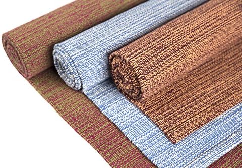 Elephant Yoga Organic Cotton Yoga Rug - Handwoven and Eco Friendly - Ideal for Ashtanga Mysore Hot Yoga Pilates Power Yoga (Pomegranate)