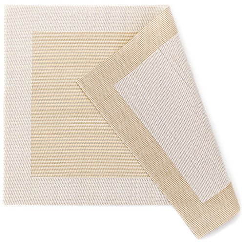 Elegante und moderne Platzsets „Festiva“ im 4er-Set aus gewebtem Kunststoff 45×30 cm, abwaschbare Tischmatten (creme beige-weiss) - 2