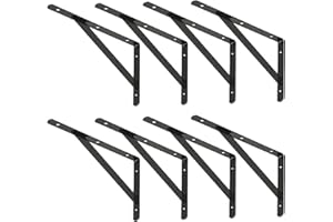 EZYDECOR Scaffold Board Shelf Bracket 8 Pcs Black Wall Brackets for Shelves Triangle Floating Shelf Brackets Metal Shelf Support