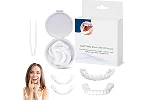 DNSHAN Snap-On Veneers Teeth in White Silicone, Instant Veneers Dentures,Temporary Upper and Lower False Teeth for Men and Women - Instant Confidence Enhancer, (There is a 1-2 dimensional error)
