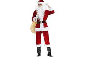 GEMVIE Disfraz de Papá Noel para adultos, 10 piezas