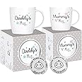 New Parents Set of 2 Mummy and Daddy Mugs - Gifts for Mum Daddy Gifts - Gifts for New Mums - New Dad Mug - Mummy Mug Mummy Gifts - Christmas - Includes Decision coin for Parents (Mummy & Daddy)