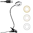 JARAGAR Clip on Light, Clip on Reading Light 48 LED USB Desk Light with 3 Color Modes 10 Brightness Eye Caring,360° Flexible Gooseneck Clamp Reading Lamp for/Bed/Headboard/Office/Bedroom
