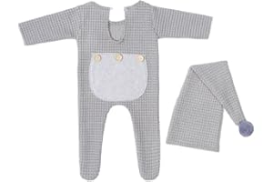 SURAKEY Baby Fotoshooting Kostüme Set - Neugeborene Fotografie Requisiten, Stricken Strampler Hut Set, Säugling Foto Outfits Bekleidung