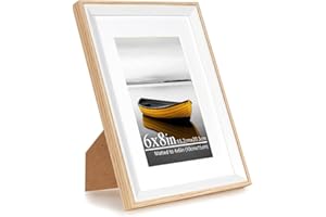 Baoee 15x20cm Eiche weiß Zweifarbiger Bilderrahmen mit 10x15cm Passepartout,Fotorahmen mit Acrylglas,Picture Frame für Fotos, Bilder, Poster