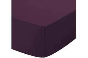 Comfy Nights Extra Deep 40Cm PolyCotton Easy Care Pecale Fitted Sheet Or Pillow Pair, Single - Plum