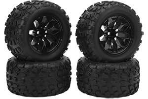 ASIXXSIX Ruedas Y Neumáticos RC, Resistencia a la Abrasión de Alto Rendimiento 4PCS 12mm Hex RC Car Neumáticos de Goma Y Ruedas de Plástico para 1/10 RC Truck para Traxxas, para Estampado, para Rustler