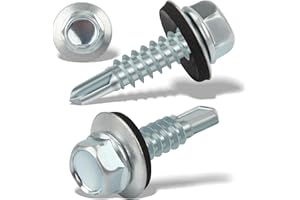 NENULL 120 pcs Viti Autofilettanti per Metallo 6,3 X 25 mm Viti Autoperforanti Viti Autoforanti Cappellotti per Lamiere Grecate Viti Esagonali Con Rondella di Tenuta Zincata in Acciaio Inox (Argento)