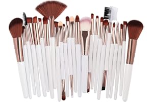 DXIA 25pcs Makeup Brushes Professional Cosmetic Tools Eye Shadow Concealer Eyebrow Foundation Powder Liquid Cream Blender Brush (White)