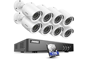 SANNCE ANNKE Sistema de Seguridad 8CH DVR 5MP Lite H.265+ con 2TB Disco Duro de Vigilancia 8 Cámaras de 1080P CCTV IP66 Impermeable-2TB HDD