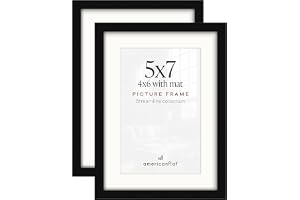 Americanflat 5 x 7 bildram 2-pack i svart med polerat plexiglas – tunn kant 12 x 18 cm fotoramar för vägg eller skrivbord – i