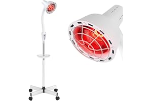 Cozion Lampe Infrarouge Chauffante Rotative à 360°, 275 W Ampoule Chauffante, Lumière Infrarouge du Ménage avec Plateau, Lumière Infra Rouge Chauffage avec Minuterie, Soulage la Fatigue