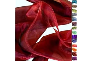 TOLKO 1m Organza Stoffe zum Nähen Meterware | Hauch Zart, Fein, Durchsichtig | zum Dekorieren Basteln 145cm breit | Leichter Glanz Stoff für Gardine Vorhänge Tischdecken Deko Schals (Rot Schwarz)