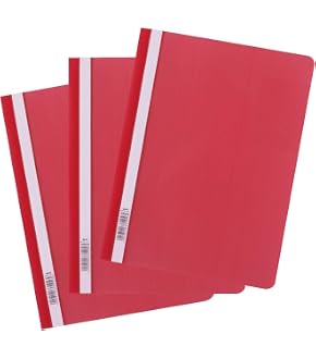 DONAU 1702001PL-04 Plastic File Folder A4 Red/Transparent Folder Plastic Made Of Eco PP Film 120/180 µm/with Transparent Cover/for Office And School/Capacity Approx. 200 Sheets