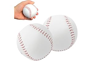 Deror 2Pcs 12in Softball Balls, Hand Sewn, PU & Sawdust, White, 9.7cm/3.8in, 310g/10.9oz, Adult, Softball Training