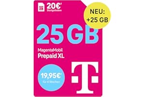 Telekom MagentaMobil Prepaid XL mit 50 GB Highspeed-Volumen | 5G/LTE Max & Allnet Flat in alle dt. Netze | unverbrauchtes Datenvolumen weiter nutzen | EU Roaming & Hotspot Flat | 20 EUR Startguthaben