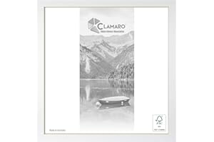 Clamaro 'COLLAGE' picture frame square 40x40 handmade | White Matt | modern angular frame made from MDF wood with acrylic glass pane, back board and metal hanger (horizontal and vertical)